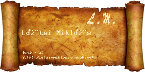 Létai Miklós névjegykártya