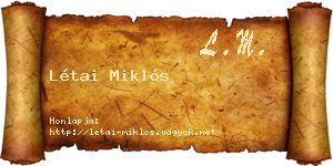 Létai Miklós névjegykártya